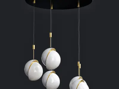 Pendan collection pendant light with four balls hanging from it 3D model