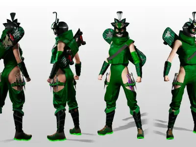 Venoma Ninja Game Ready Stylized Assassin Snake Inspired Sci Fi Low-poly 3D model