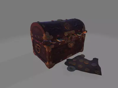 Chinese empire chest Low-poly 3D model