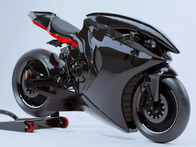 Futuristic Concept Motorcycle Black 3D model
