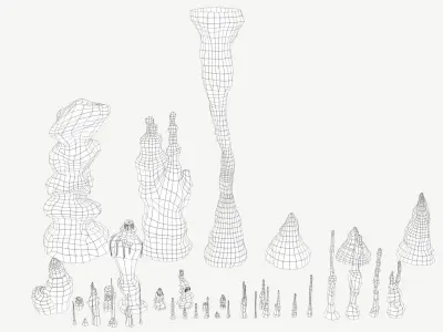 Stalagmites Models Set Low-poly 3D model