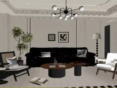 French Retro Style Living Room 3D model