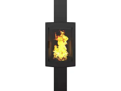 Standing Metal Fireplace 3 3D model