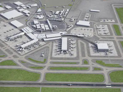 Rome - Fiumicino International Airport Leonardo da Vinci - FCO Low-poly 3D model