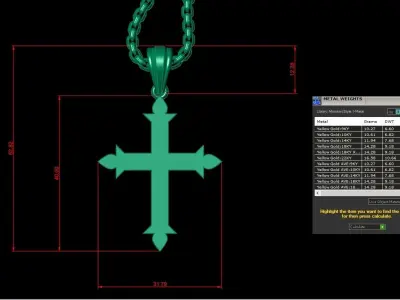 High Cross Pendant Light Gold 18K 3CP048 3D model