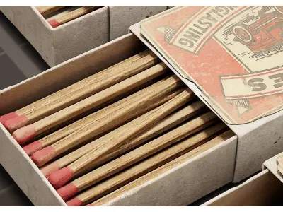 Vintage Matchbox Matches Collection 3D model