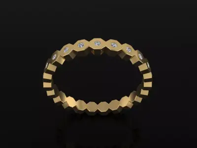 Hexagon Diamond Band Ring Mix Size 4 5 6 7 8 9 10 3D print model