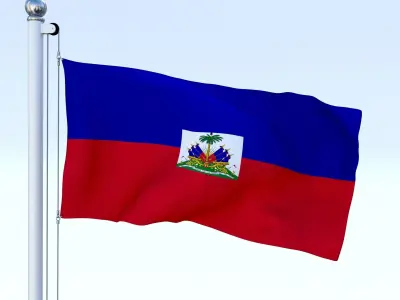 Animated Haiti Flag Low-poly 3D model