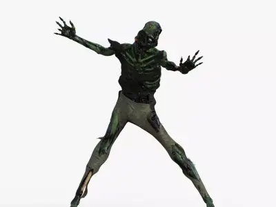 Scary Zombie Skeleton Rigged 3D model