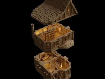 Medieval Apothecary Tabletop Terrain 28 MM 3D print model