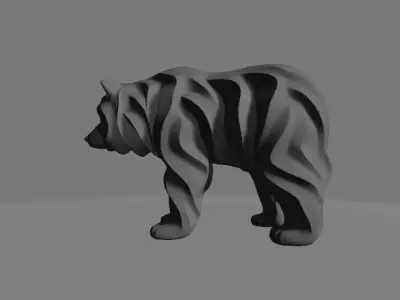 Stylized Layered Bear Sculpture 3D print model