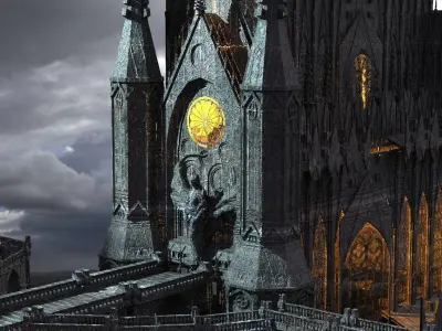 Dark Gothic Cathedral Dagon Architecture 1 3D model