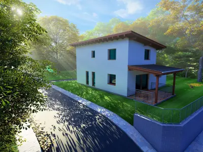 simple counrty house with slanted roof  3D model