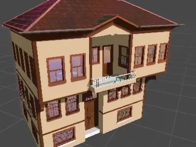 HOUSE1 house with windows and balconies Low-poly 3D model