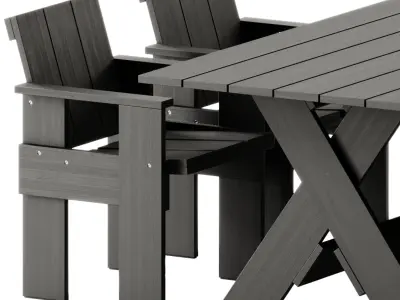 Crate Outdoor Chair and Table by Hay 3D model