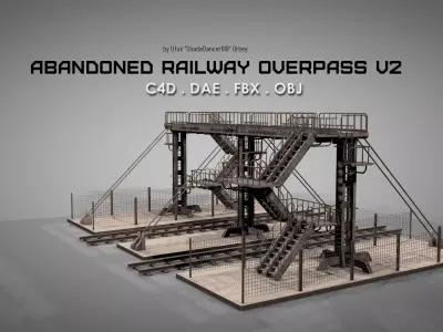 Abandoned Railway Overpass v2 3D model
