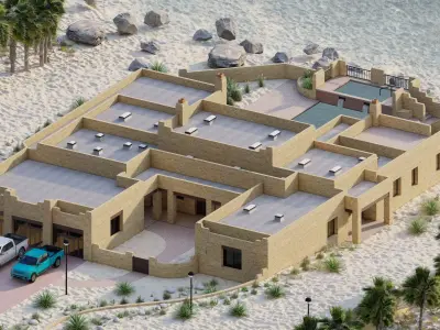 Beach Casa Scene-villa-modern house 3D model 2