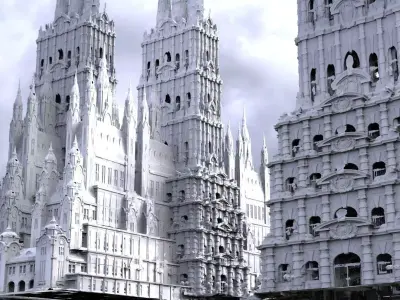 Fantasy architecture Mayan Temple Ornate collection Kit bash  3D model