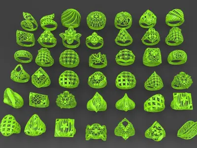 42 NEW RINGS HIGHT QUALITY READY TO PRINT JEWELLERY  3D print model