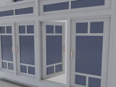 Arched Window Long Low-poly 3D model