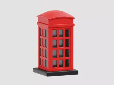 British Red Telephone Box telephone booth Low-poly 3D model