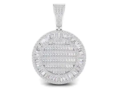 round baguette diamond pendant 3D print model