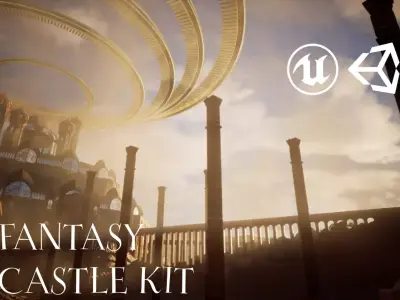 Fantasy Ancient Castle Modular Kit 3D Kitbash Environment Low-poly 3D model