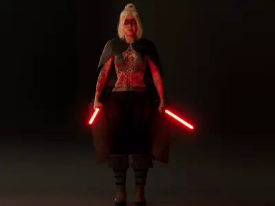Female Sith Warior Dual Saber Rigged 3d Character 3D model