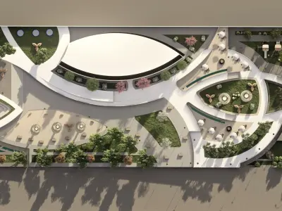 landscape - Public garden  Low-poly 3D model