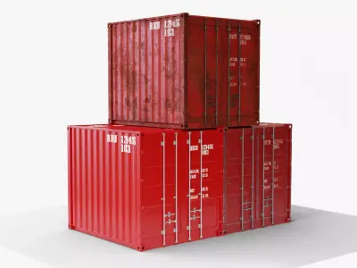 10Ft Cargo Container - Red 3D Model Pack