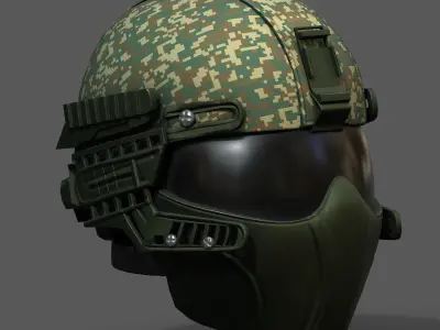 Helmet scifi fantasy futuristic military combat protection  Low-poly 3D model