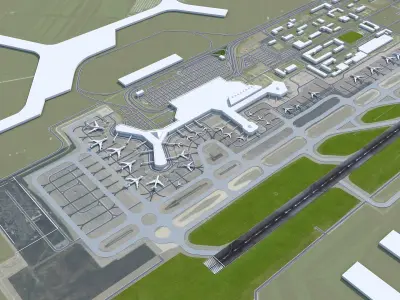 Harbin Taiping International Airport Low-poly 3D model