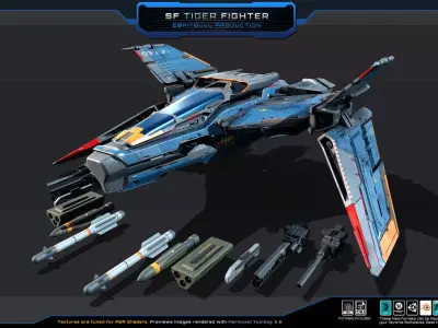 SF Tiger Fighter Low-poly 3D model