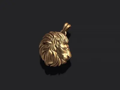 Rounded Lion pendant 3D print model
