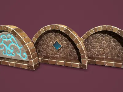 Fantasy stone window 2 Low-poly 3D model