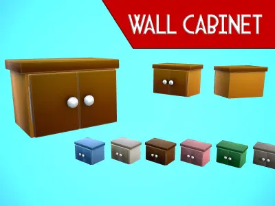 WALL CABINET FURNITURE CARTOON STYLIZED Low-poly 3D model