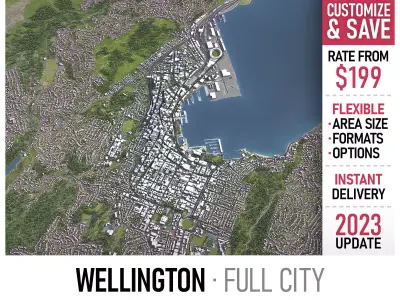 Wellington - 3D City Model Low-poly 3D model