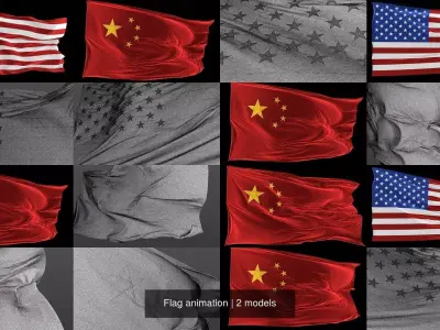 Flag animation 3D Model Pack