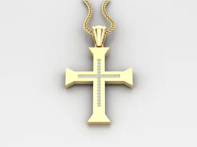 High Cross Pendant Light Gold 18K 4CP015 3D print model