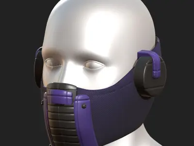 Gas mask respirator scifi futuristic 3d model  Low-poly 3D model 3