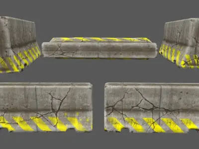 barrier set 1 of concrete blocks Low-poly 3D model