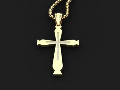High Cross Pendant Light Gold 18K 3CP034 3D print model