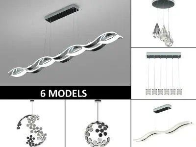 Modern ceiling light collection 3D Model Pack