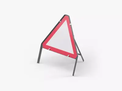 Blank Triangular Road Sign Low-poly 3D model