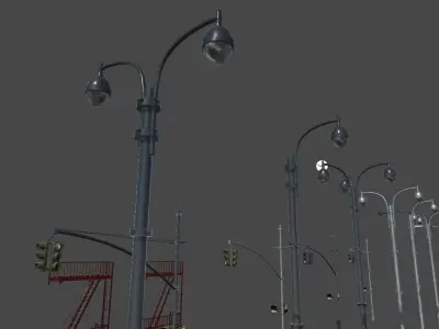 US street props Low-poly 3D model