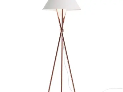 Floor lamp with three uprights and textile shade 3D model