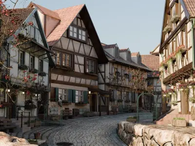 Old European Village Street 3D model