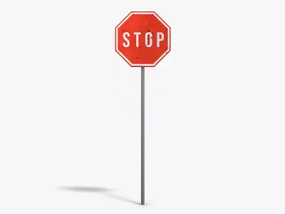 Stop Sign Low-poly 3D model 4