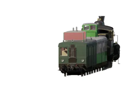Late 1800s steam train 3D model