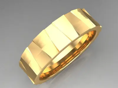 Light Gold Diamond Men Ring 2MR041 3D model